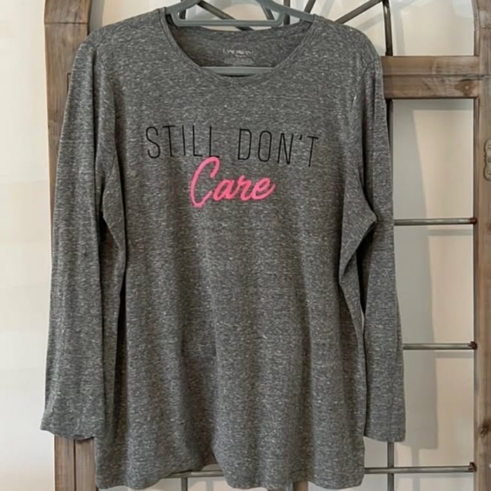 Women's Long Sleeve Tee with Pink Text